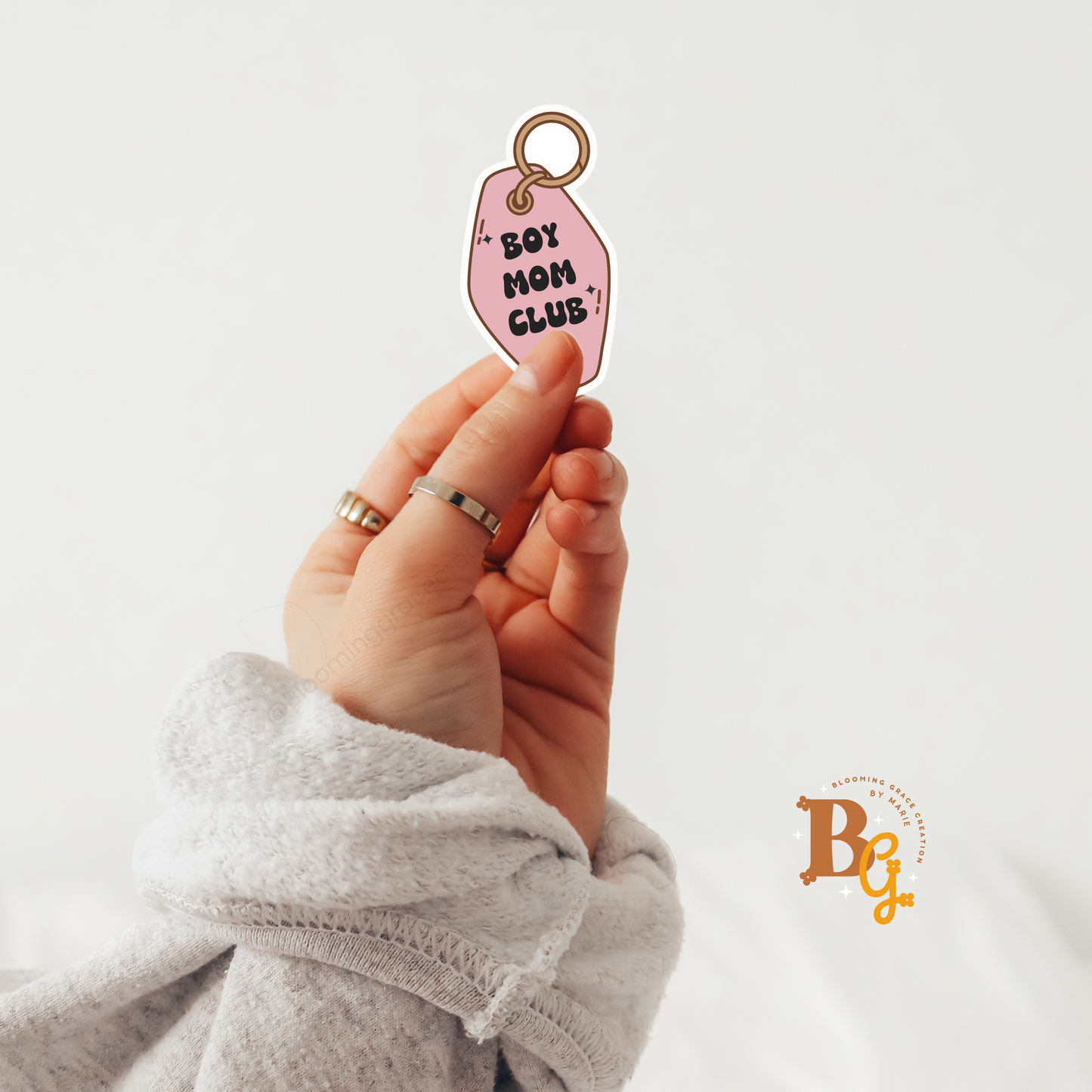 Boy Mom Club Vinyl Sticker – Pink Motel Keychain Waterproof Design