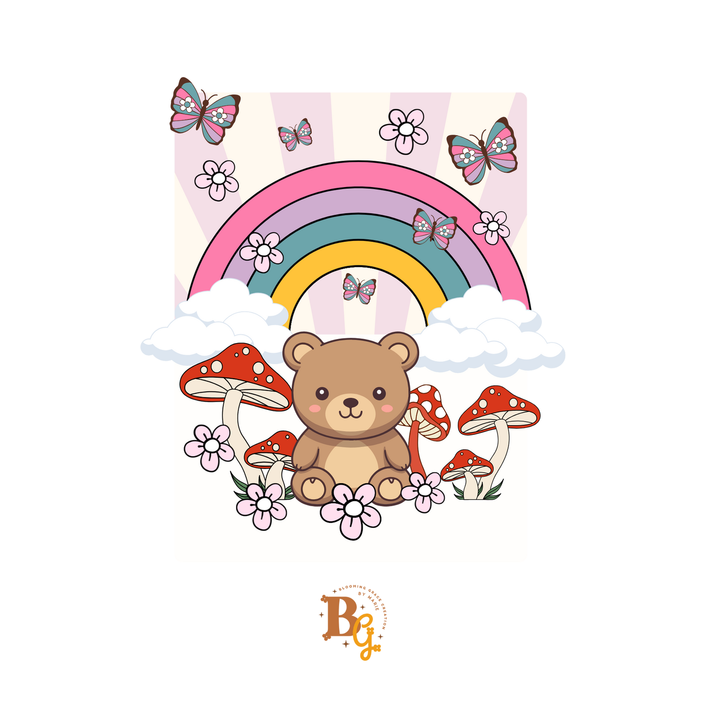 Whimsical Bear Cup Vinyl Sticker | Waterproof & Laminated