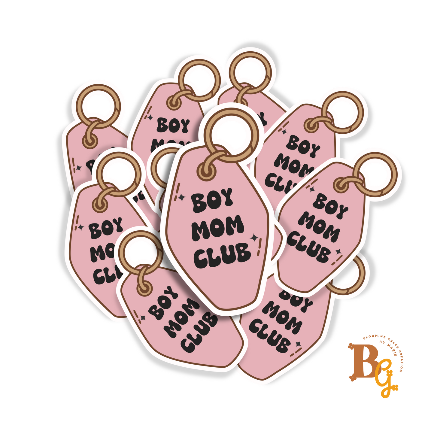 Boy Mom Club Vinyl Sticker – Pink Motel Keychain Waterproof Design