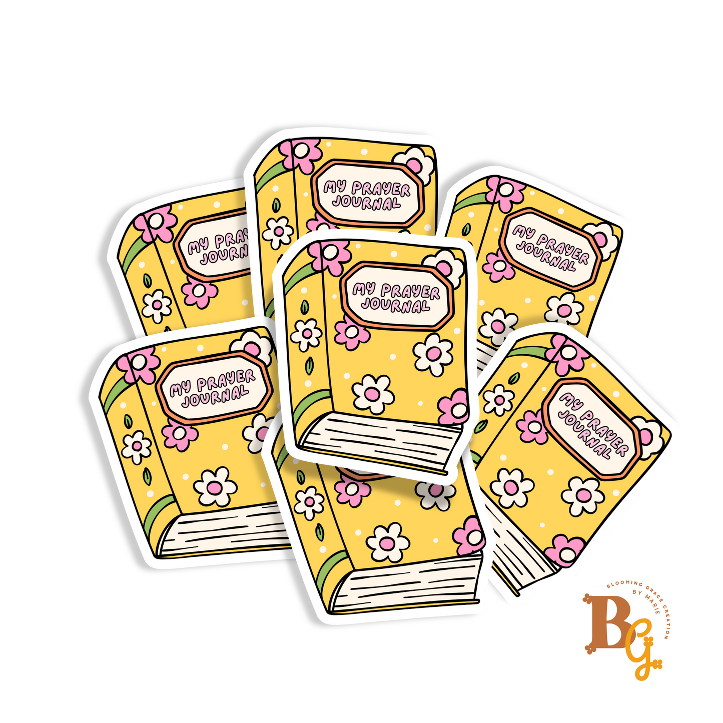 My Prayer Journal Sticker – Yellow Floral Waterproof Vinyl