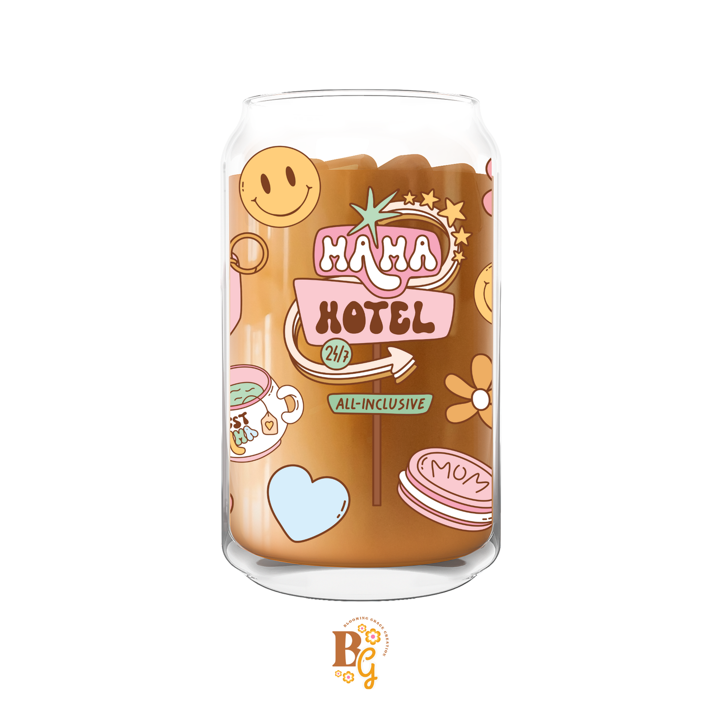 Mama Hotel All-Inclusive Glass Can Cup – Retro Motherhood Gift for Moms Who Do It All