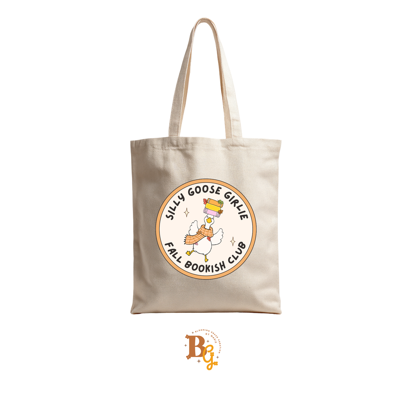 Silly Goose Girlie Fall Bookish Canvas Tote Bag