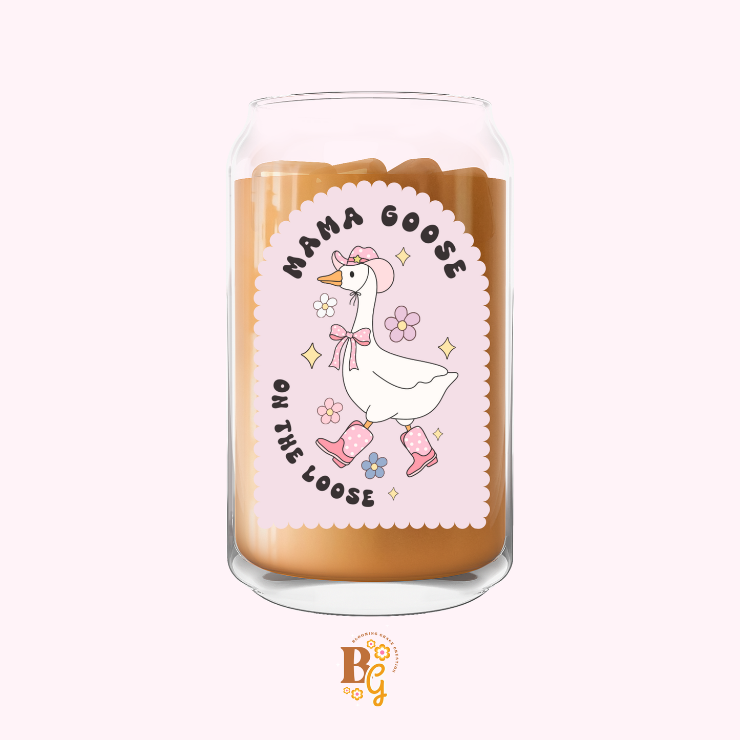Mama Goose on the Loose Glass Can Cup – Cute Mother’s Day Gift for Moms on the Go