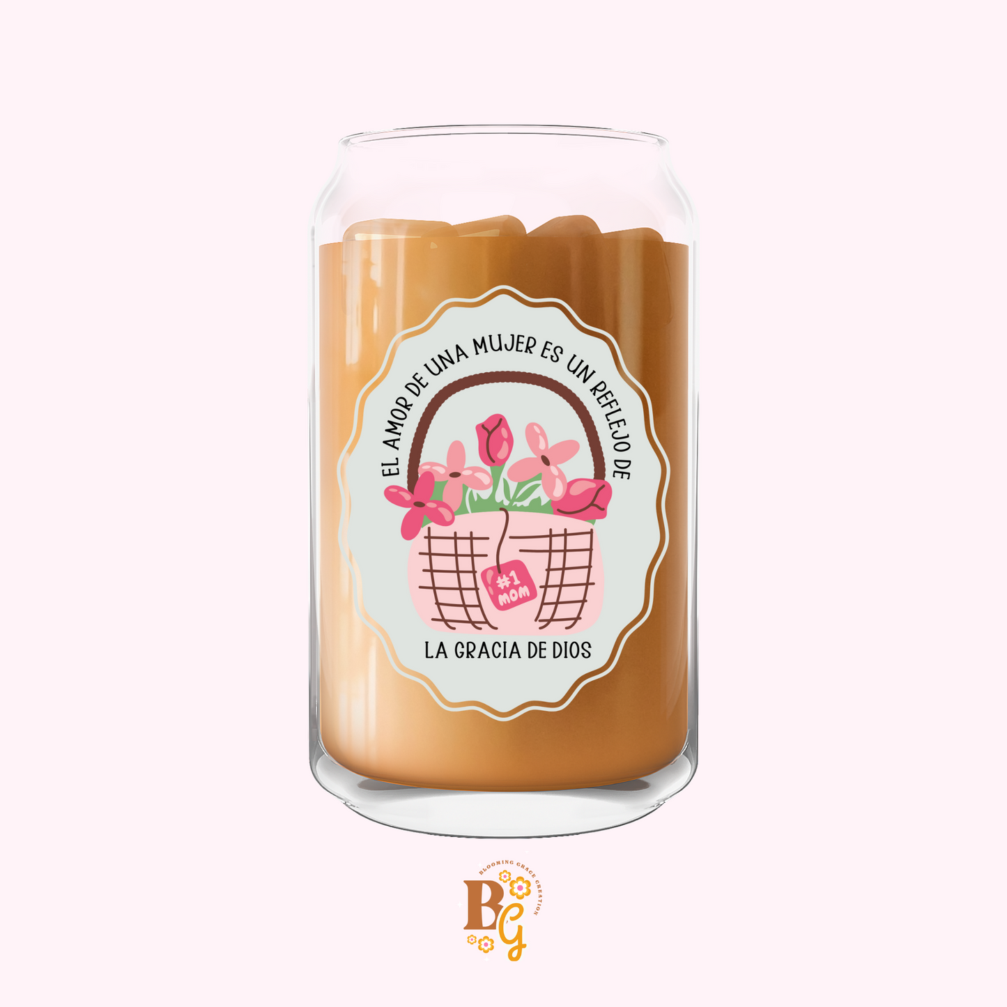 A Mother’s Love Reflects God’s Grace Glass Can Cup – Christian Mother’s Day Gift