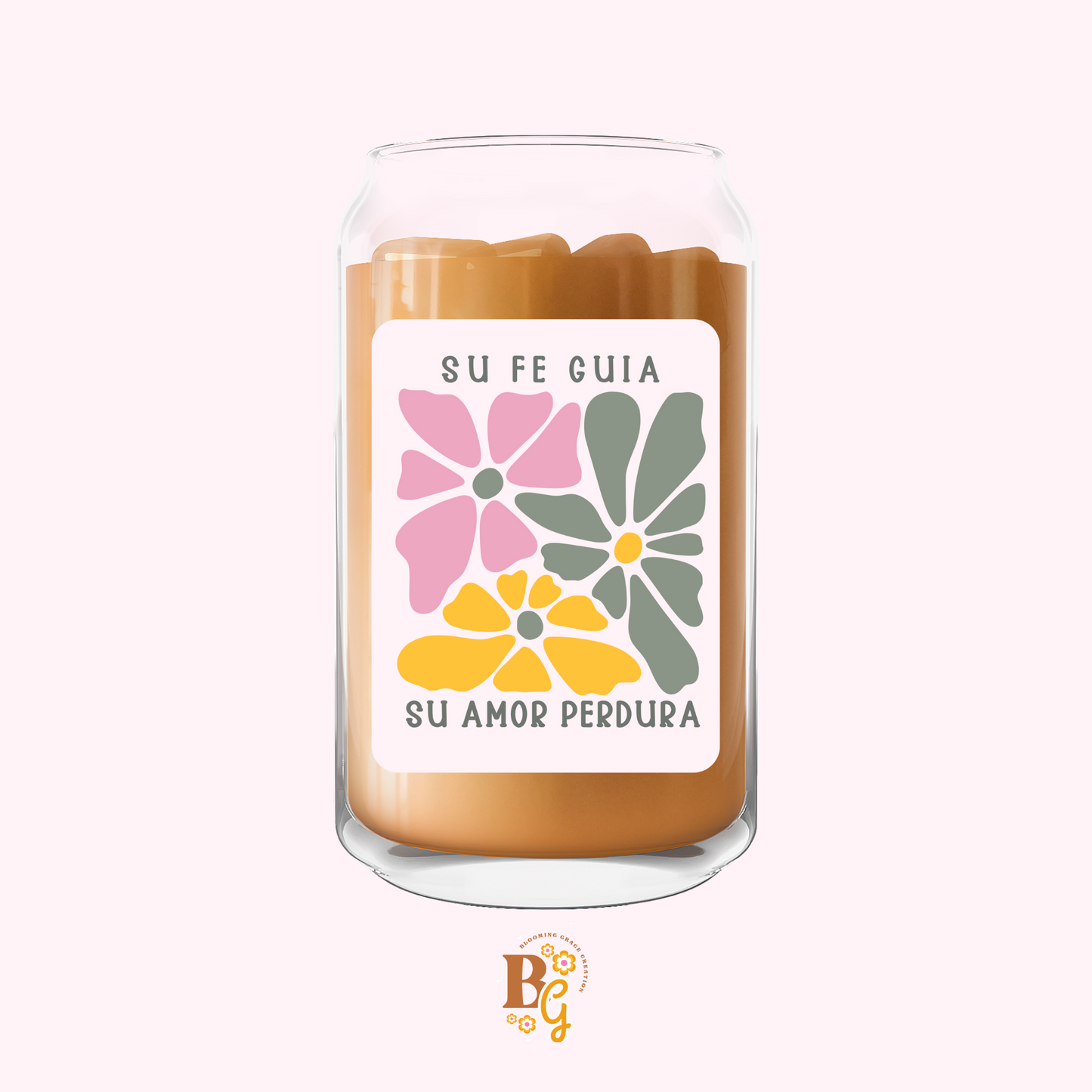 Her Faith Leads, Her Love Endures Glass Can Cup – Christian Floral Mother’s Day Gift