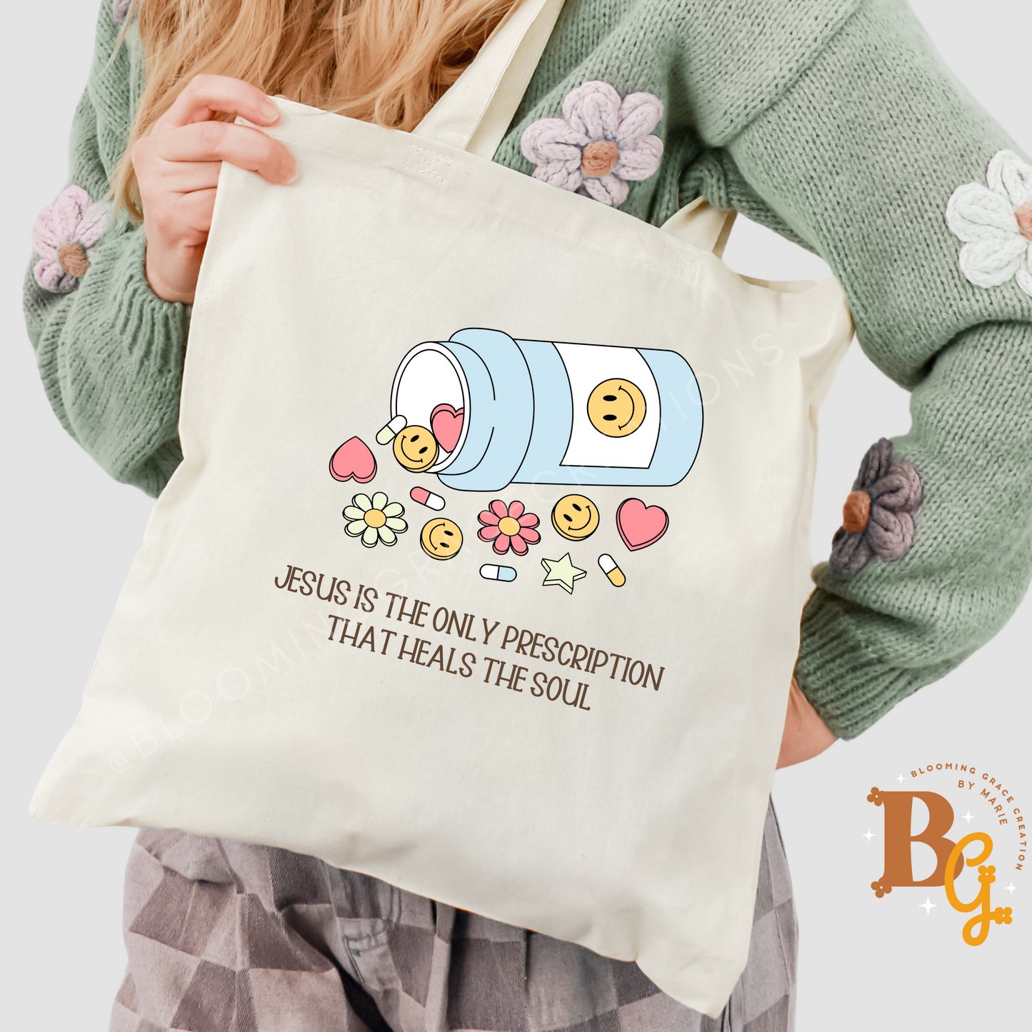 “Jesus Is the Only Prescription” Tote Bag – Faith Over Fear Design