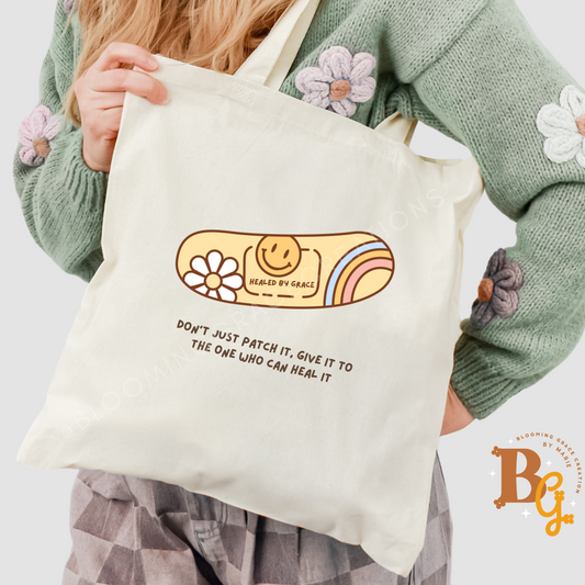 Healed by Grace Tote Bag – Faith-Based Encouragement for Everyday Healing