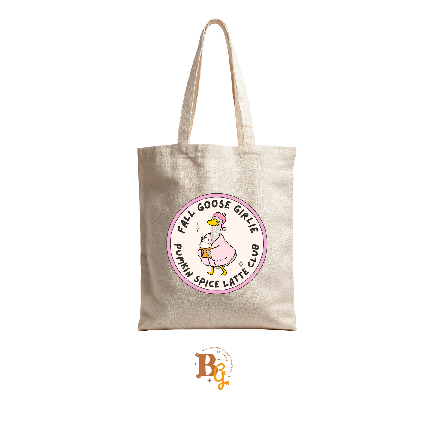 Fall Goose Girlie Pumpkin Spice Latte Canvas Tote Bag