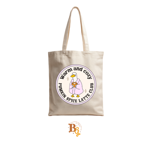 Warm & Cozy Pumpkin Spice Latte Club Canvas Tote Bag