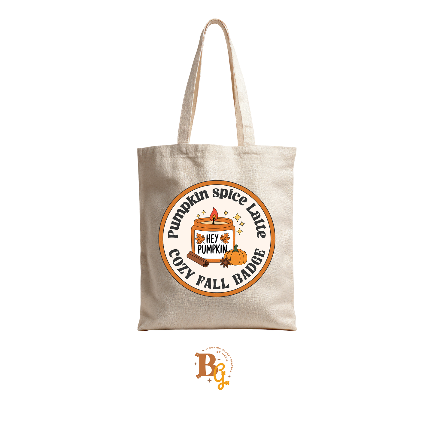 Pumpkin Spice Latte Cozy Fall Canvas Tote Bag | 2 Designs