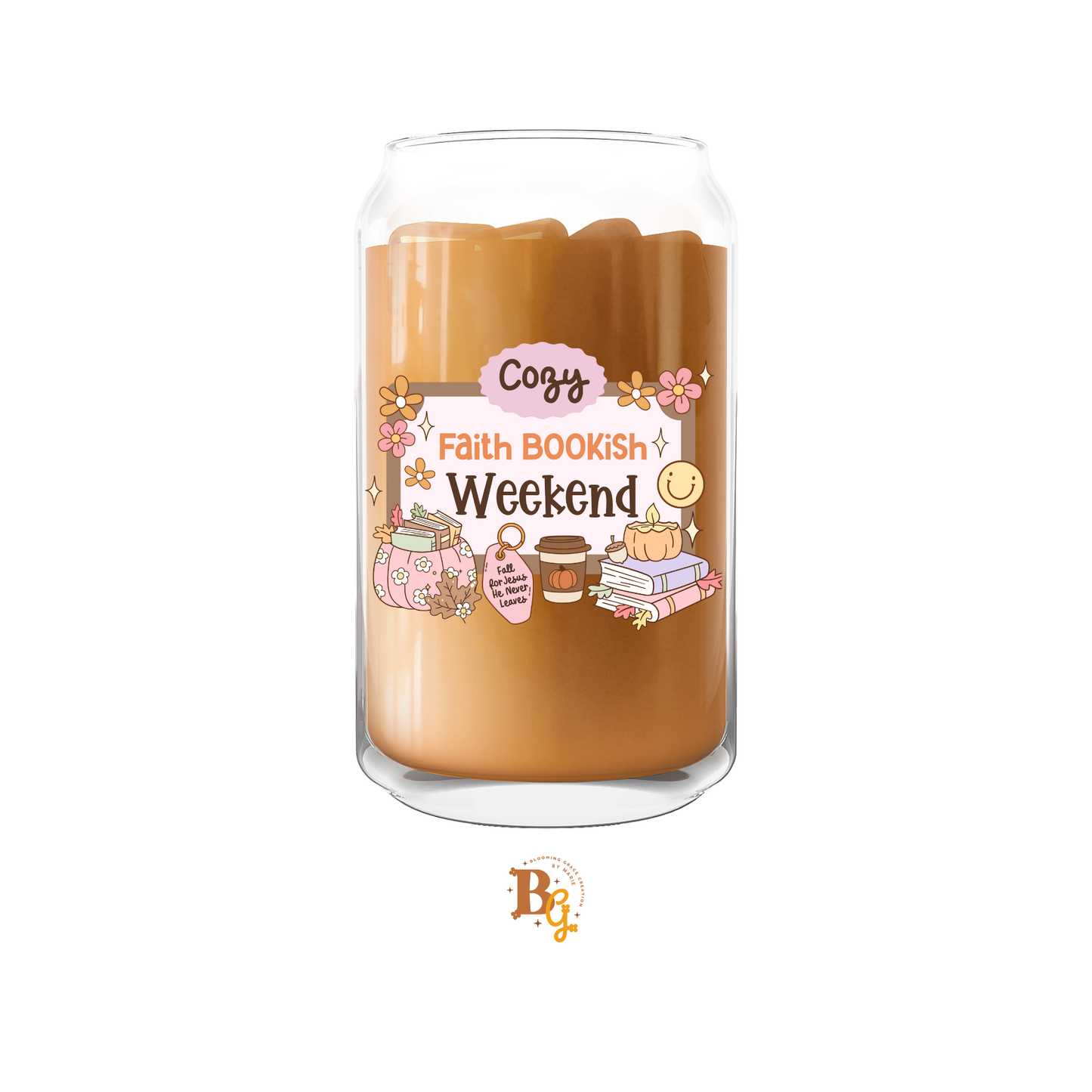 Cozy Faith Bookish Weekend Glass Cup | Christian Fall cup