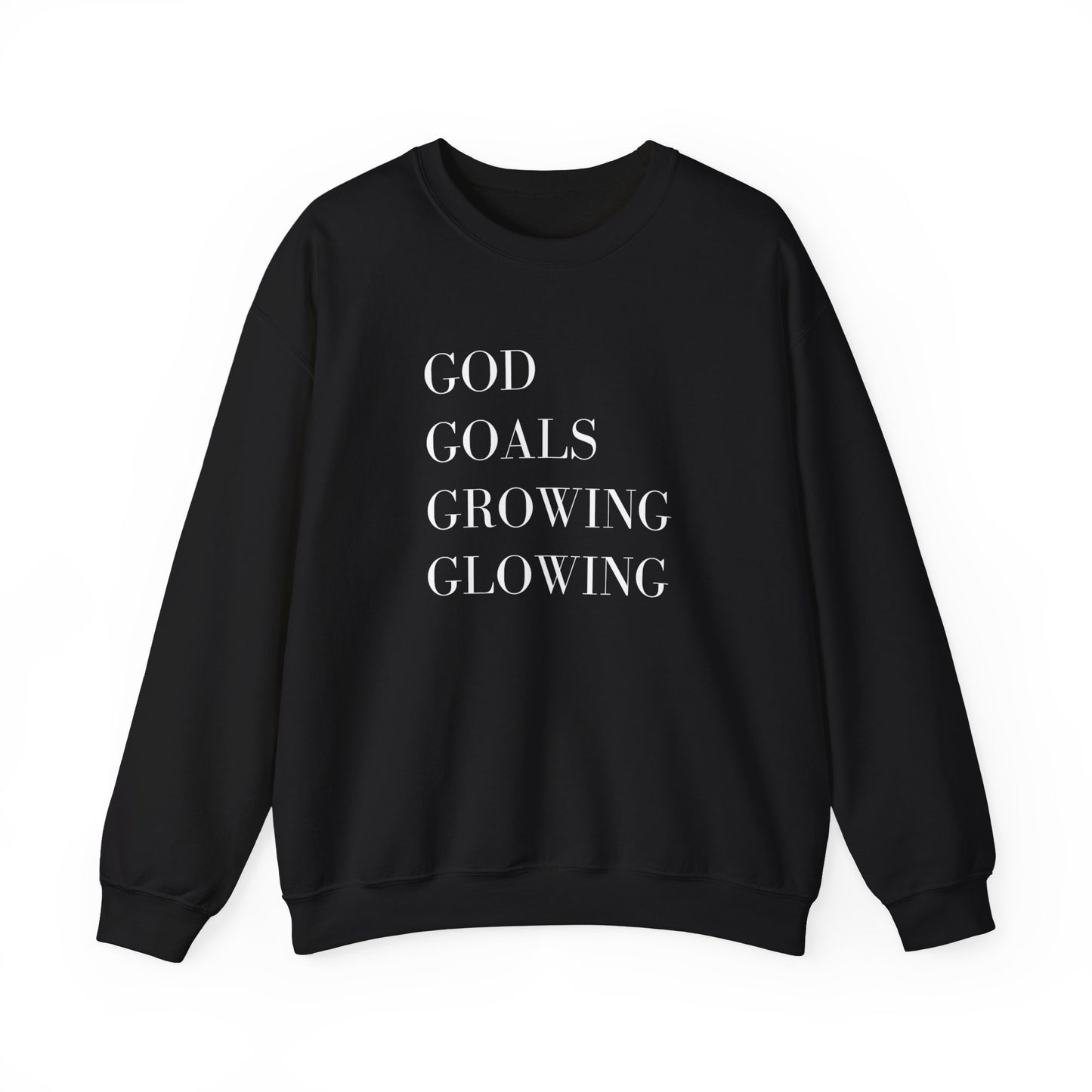 "God, Goals, Growing, Glowing" Unisex Crewneck Sweatshirt