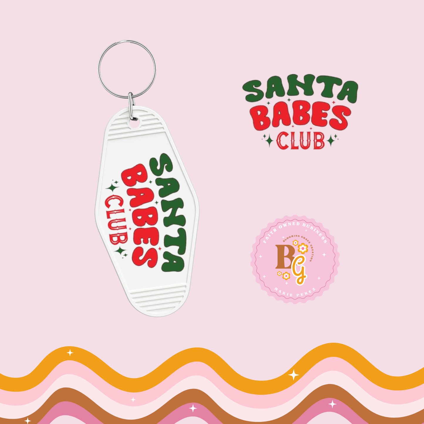 "Santa Babes club" Christmas Motel keychain